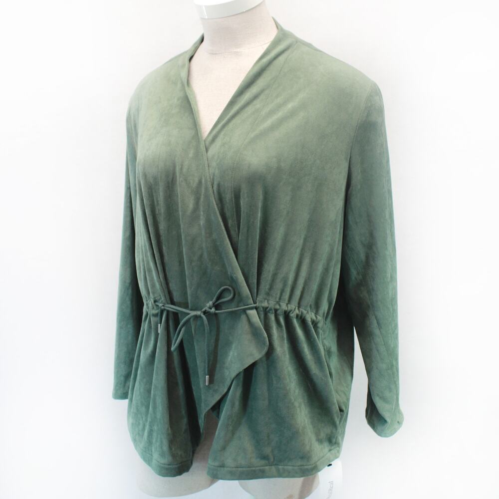 Blank NYC plus faux suede Olive green Jacket top draped size 3X